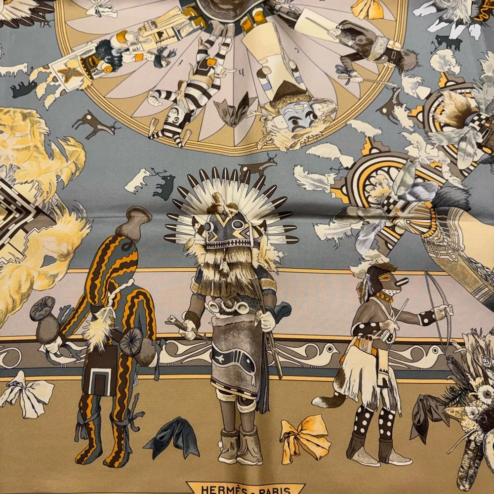 Hermès Vintage Kachinas Hopi Silk Scarf by Kermit Oliver - Picture 4 of 14